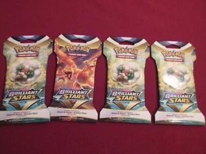 (4) Pokemon Brilliant Stars Hanger Sleeved Booster Packs Sealed - Bild 1 von 3