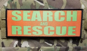 3x8" SEARCH AND RESCUE Hi Viz orange neongrün taktischer Hakenaufnäher - Bild 1 von 2