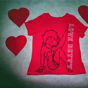 BETTY BOOP Womens T-Shirt PLUS Size 2X (18W/20W) Red Heart 100% Cotton 2009 - Picture 1 of 8