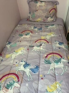Unicorn Comforter Set Sham & 2 Curtains 30 X47 Plus Handmade Bean Bag Cover - Picture 1 of 7