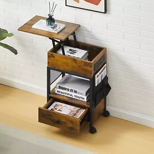 Side Table Coffee Table End Table NightStand Bedside Table with Charging Station - Picture 1 of 16