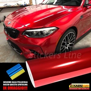 Pellicola adesiva ROSSO lucido metallizzato cm 50x200 car wrapping auto moto - Imagen 1 de 4