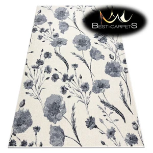 MODERN amazing RUGS 'HEOS' flowers cream / silver CARPETS Best Quality - Picture 1 of 6