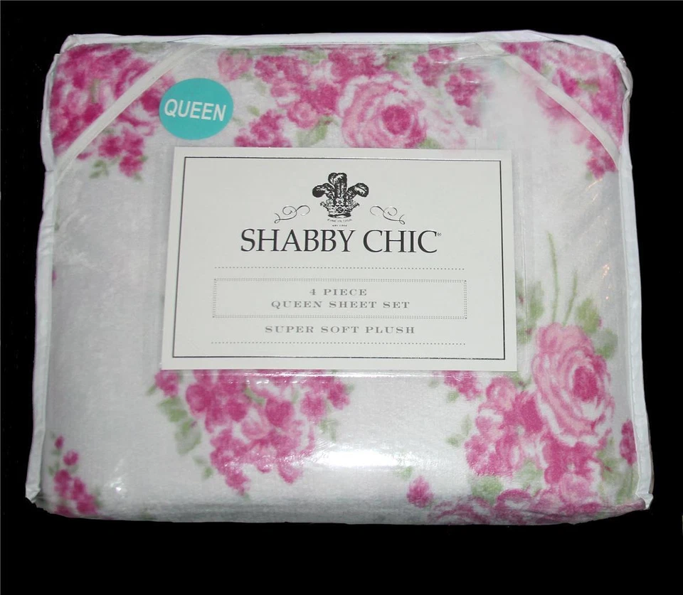 Juego de sábanas 4 piezas Rachel Ashwell rosa en mal estado felpa polar REINA NUEVO EN PAQUETE suave acogedor Foto 1 de 1