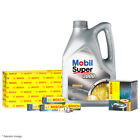 Bosch Oil & Air Filter W/ Mobil Super 3000 X1 5W40 Engine Oil 5L & 4 Spark Plugs
