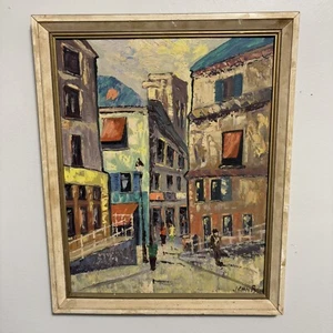 Impressionist Paris City Painting 16x20" by Jean Bois Oil On Board Mid-Century - Picture 1 of 8
