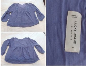 Women's LUCKY BRAND LOS ANGELES Indigo Dyed TOP W/ Hook & Eye Closure;Large - Picture 1 of 9