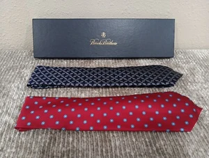Brooks Brothers Stain Resistant Patterned Ties In Navy & Burgundy - Picture 1 of 22