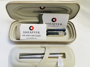 Pluma estilográfica Sheaffer Agio COMPACTA cepillo cromado ""M punta - Imagen 1 de 5