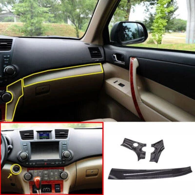 Отделочная полоска для средней приборной панели из углеродного волокна для Toyota Highlander 2008~2013 ABS 3 шт. - Изображение 1 из 4