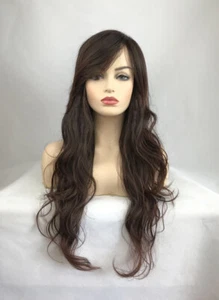 Fashion Dark Brown Long Curly Heat Resistant Fiber Full Hair Wig Women Wigs +Cap - Picture 1 of 7