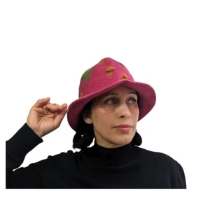 Ethischer Pixie Filz Erdbeere Wolle Festival lustig Kostüm Erwachsene rosa Hut N97 - Bild 1 von 12