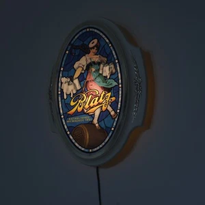 Blatz Beer Light Sign Bar Maid Valerie Illuminated Vintage 1980s Clean Works!! - Picture 1 of 12
