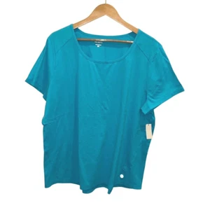 Talbots Womens Short Sleeve Cotton Blend Crew Neck T-Shirt Aqua Size Plus 2X NWT - Picture 1 of 7