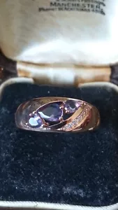 Anillo de amatista de oro laminado de 14 quilates de la década de 1990 vintag... - Imagen 1 de 8