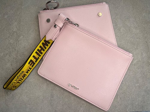 OFF WHITE Pochette donna pelle usata vintage rosa sporco bianco accessori donna