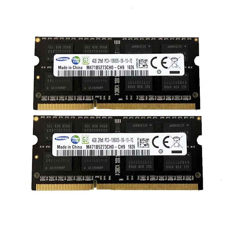 ALLGEMEINER ZWECK Memoria Samsung 2 piezas 4 GB 2RX8 DDR3 1333 MHz PC3-10600S 204 PIN SODIMM portátil RAM