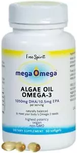 Free Spirit Mega Omega-3 Algae Oil 60 Softgels - Picture 1 of 12