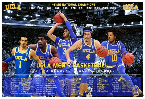 THE 2021-22 UCLA BRUINS 19”x13” BASKETBALL SCHEDULE POSTER Cover
