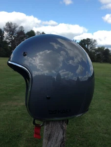 3/4 Helmet Grey Metal-Flake Vintage Style w/ 3 Snap Visor Size L Large Harley - Picture 1 of 5