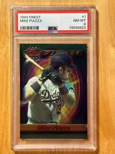 1994 TOPPS FINEST MIKE PIAZZA CARD #1 PSA 8 NEAR MINT-MINT LOS ANGELES DODGERS