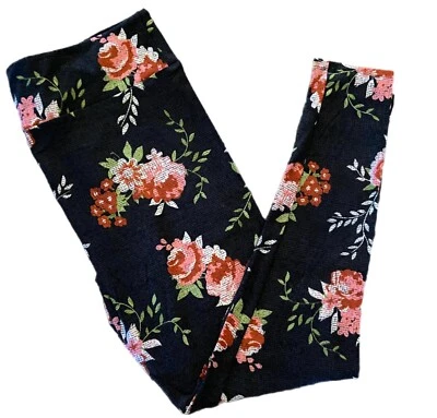Leggings TC LuLaRoe ~ PATRÓN FLORAL ROJO Y ROSA ~ TALLAS 12-18 Alto y Curvilíneo Foto 1 de 4