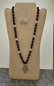 Hermoso Juego de Collares y Pendientes Hamsa banderín con Cuentas Hamsa pendientes - Imagen 1 de 4