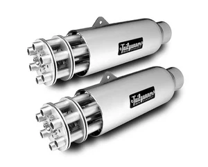 Harley universal slip on muffler Tailgunner Exhaust street custom rod bobber tip - Foto 1 di 10