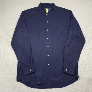 Polo Ralph Lauren camicia Bonnard uomo grande seta cotone manica lunga blu vintage - Foto 1 di 14