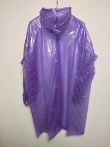 Soft purple PVC middle raincoat translucent hooded jacket rainjacket - Picture 1 of 8
