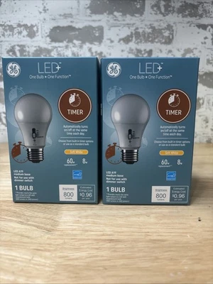 2 Ge Lighting LED+ Light Bulb, Daylight, Dusk-to-Dawn, 8 Watts!! Timer Bulb - Image 1 of 3