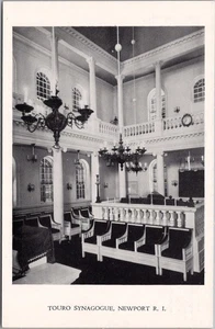 Vintage 1940s NEWPORT, Rhode Island Postcard TOURO SYNAGOGUE / Interior View - Picture 1 of 2