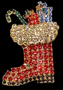 Vintage Weihnachts Pin Santa Boot Butler Wilson (unmarkiert) - Bild 1 von 2