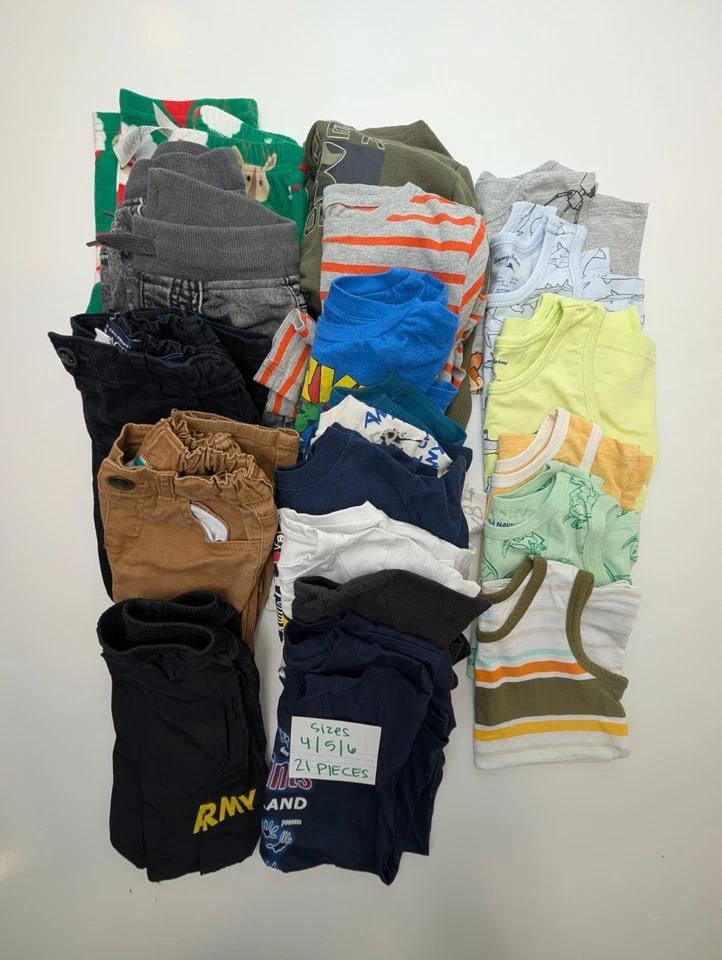 21 Pieces Boy Size 4 /5/6 Various Mixed Brands Long Sleeves Pants Clothing Lot - Image 1 of 4