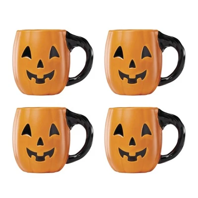 Tazas de café, juego de 4 tazas vintage de calabaza figurativa de Halloween de 20 oz, porcelana... Foto 1 de 4