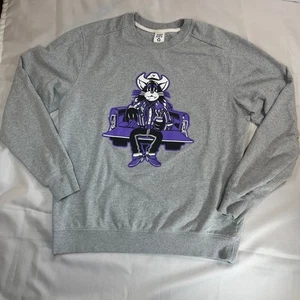 Outpost Western Store TCU Sweatshirt Crewneck Graphic Pullover Gray Purple Large - Picture 1 of 9