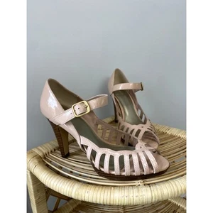 Fioni Womens Pastel Pink Patent Leather Peep Toe Heel Sz 7 - Picture 1 of 9