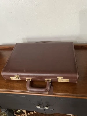 Coach Brown Leather Hard Sided Briefcase Vintage Attaché Combo Lock Nice Read - Image 1 of 4