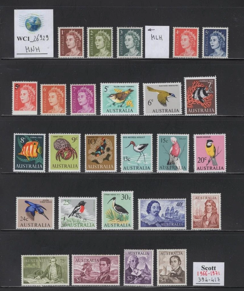 WC1_26929. AUSTRALIA. Hermoso 1966-1971 cplt. juego. Sc. 394-417. MNH Foto 1 de 1
