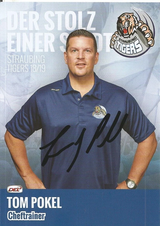 Tom Pokel / Straubing Tigers / Saison 2018-2019 / Autogrammkarte - Bild 1 von 1