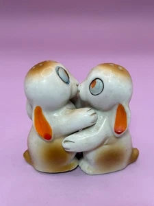 Anthropomorphic Bunny Rabbit Huggers Salt & Pepper Shakers Big Eyes Vintage - Picture 1 of 8