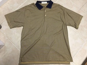 Fairway & Greene Stonewall gelb dunkelmarine gestreift Golfshirt Gr. Large U28-10 - Bild 1 von 6