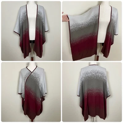 Chico's Ruana Wrap 女式 ONE SIZE OS 棉混纺针织披肩 Poncho Cozy Boho — 第 1/4 张图片