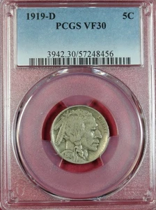 1919-D BUFFALO NICKEL PCGS VF30 - Picture 1 of 4