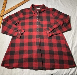 Soft Surroundings Shirt Damen groß rot Flanell Mad About kariert Tunika Büffel - Bild 1 von 11