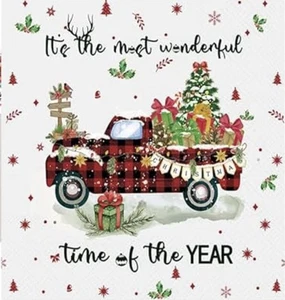 ALMOST FREE SHIPPING 2 Individual Decoupage Paper Napkins (Christmas Pickup) - Picture 1 of 2