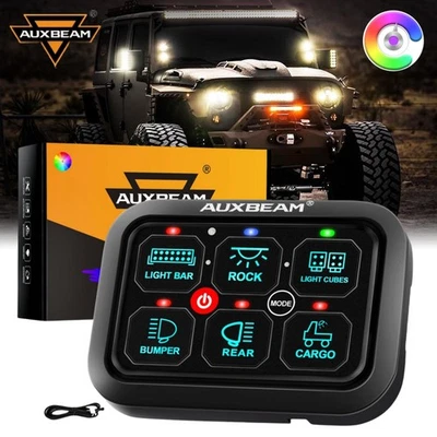 Panel de interruptores automático regulable AUXBEAM DC 12-24V RA60 RGB para Jeep JK YJ JL TJ Foto 1 de 4