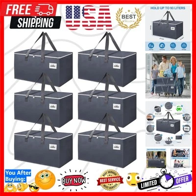 Paquete de 6 bolsas de mudanza extra grandes 93L de alta resistencia - ahorro de espacio y resistente al agua Foto 1 de 4