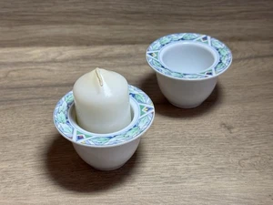 Arzberg Porzellan 2er Set – Kerzenhalter mit Blattrand-Dekor - Bild 1 von 2