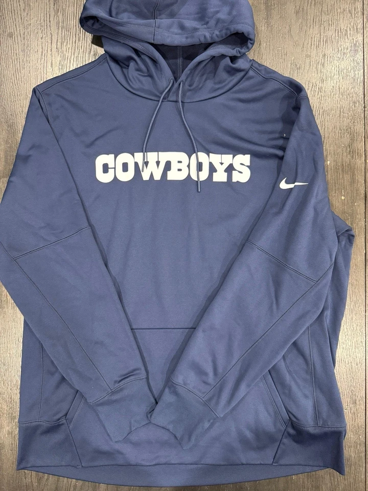 MOVING Men's Dallas Cowboys Nike Therma Pullover Hoodie Navy Size L